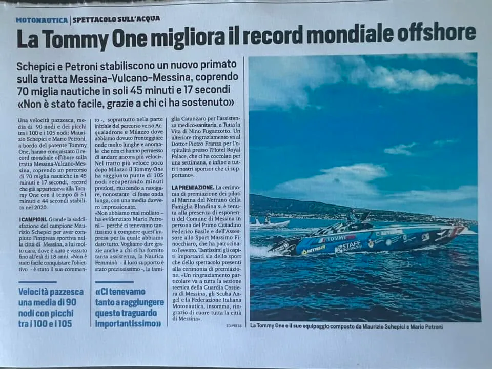 Tommy One powerboat media coverage
