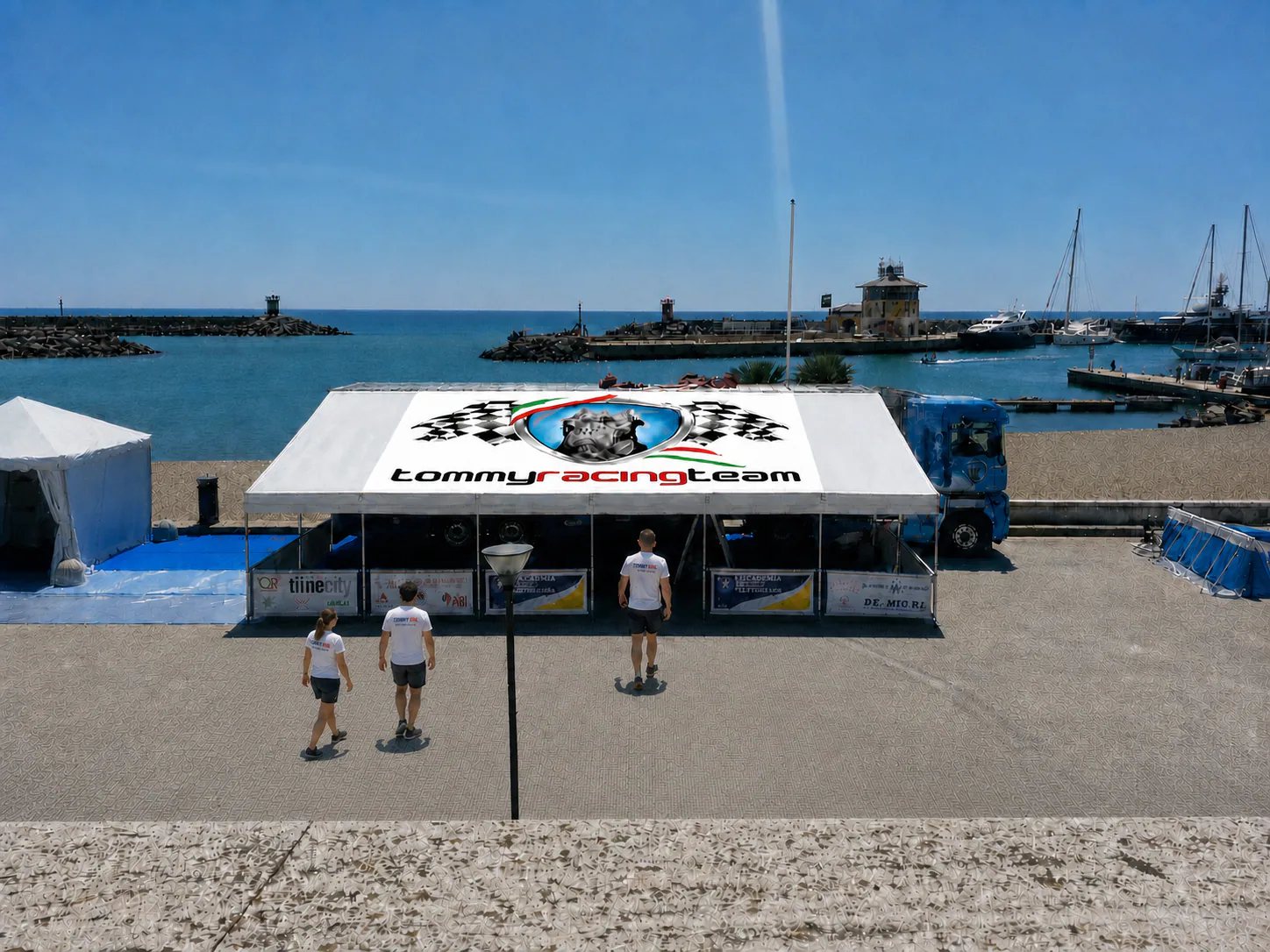 Tommy One race team approaching its marina operations base